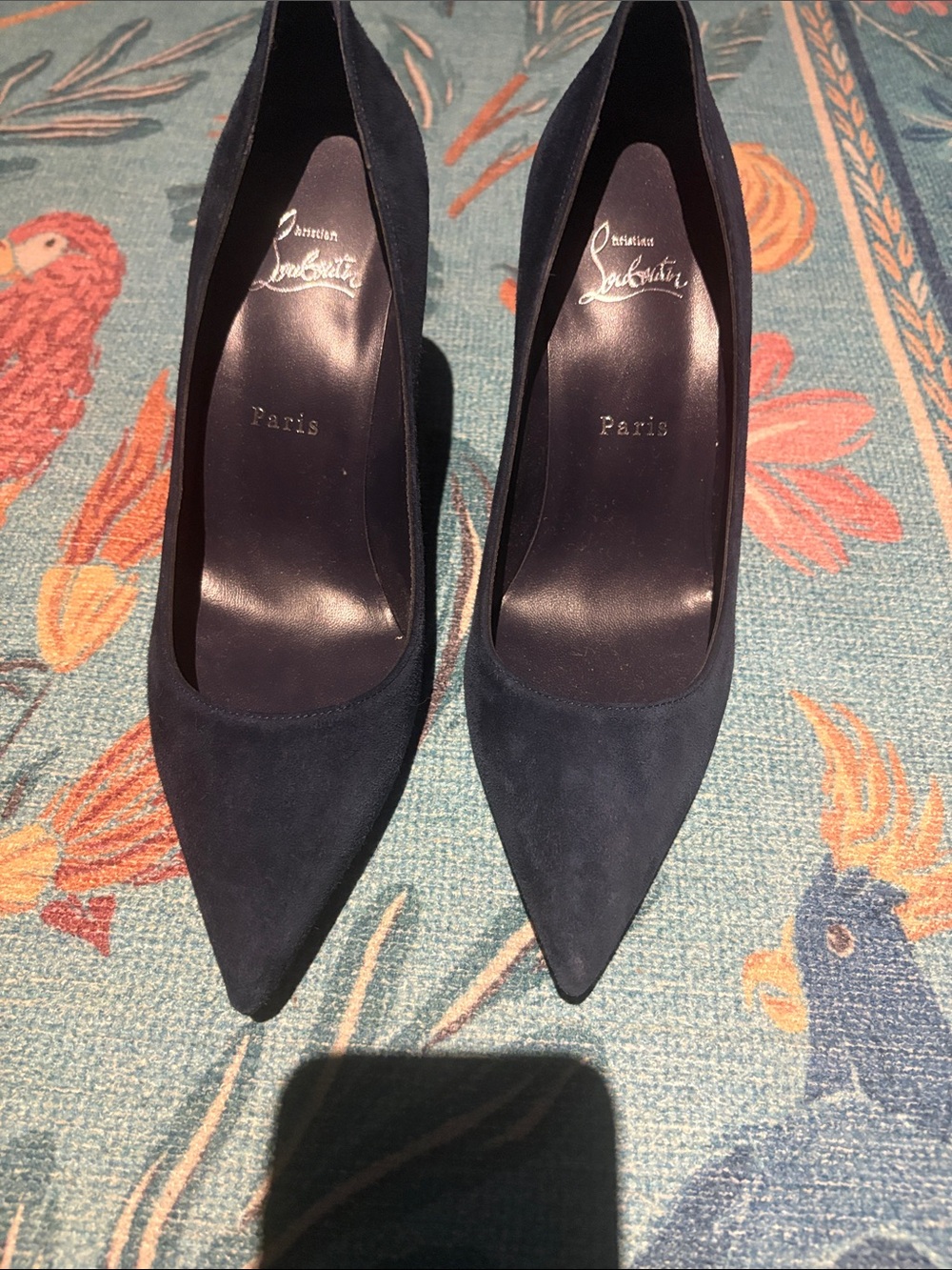 Christian Louboutin Navy Suede Pointed Pumps